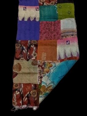 Hand Stitched Kantha  Silk  Vintage Throw